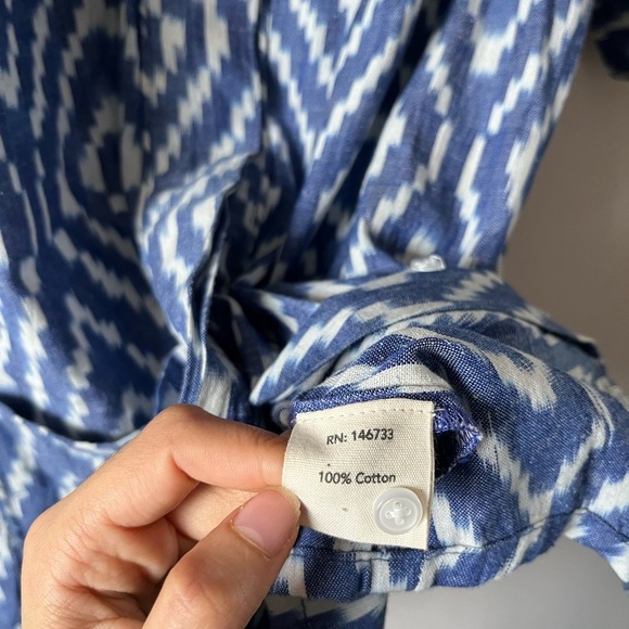 MIRTH Handmade Collection Blue and White Patterned Tunic Top Cotton - XS - Picture 5 of 10